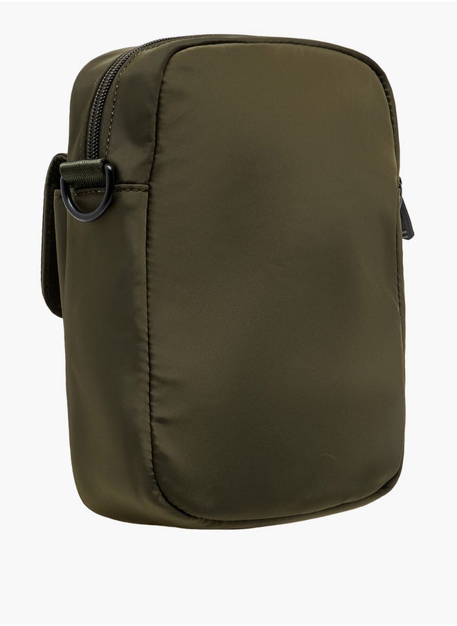 Lee Cooper Solid Crossbody Bag with Zip Closure and Adjustable Strap  - Image 5