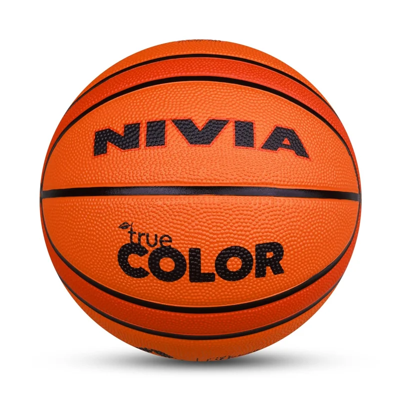 نيفيا Nivia True Color Basketball - Tournament Standard, 14 Panels, Soft Rubber Cover, Butyl Bladder for Indoor & Outdoor Play