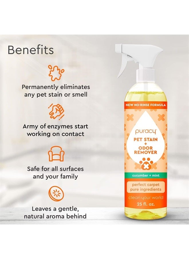 puracy Natural Platinum Pet Stain and Odor Remover Plant-Powered Professional Pet Urine Odor Eliminator with Natural Enzymes Safe and Effective Carpet Pet Stain Remover and Cleaner, Cucumber & Mint - Image 2