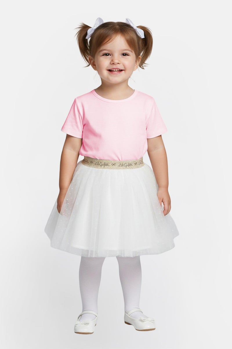 Lili Gaufrette Toddlers Girl Textured Skirt, White - Image 1
