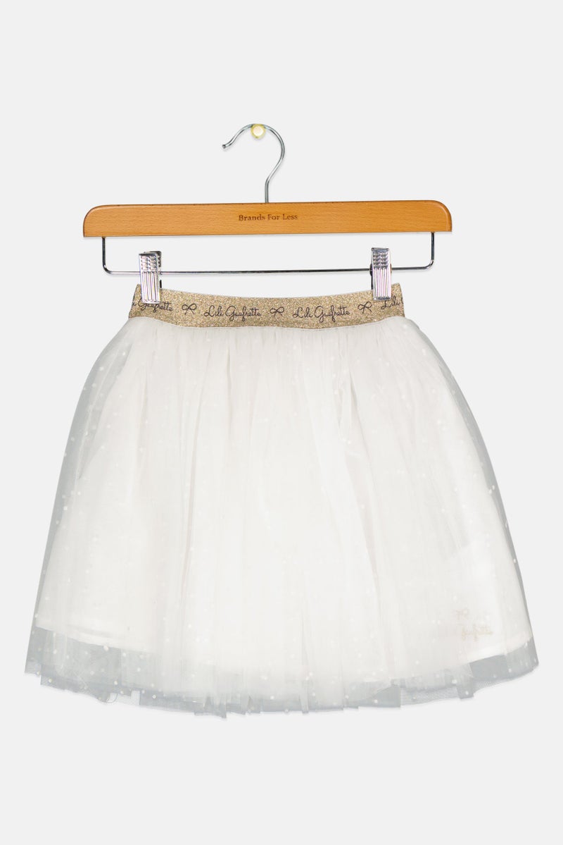 Lili Gaufrette Toddlers Girl Textured Skirt, White - Image 2