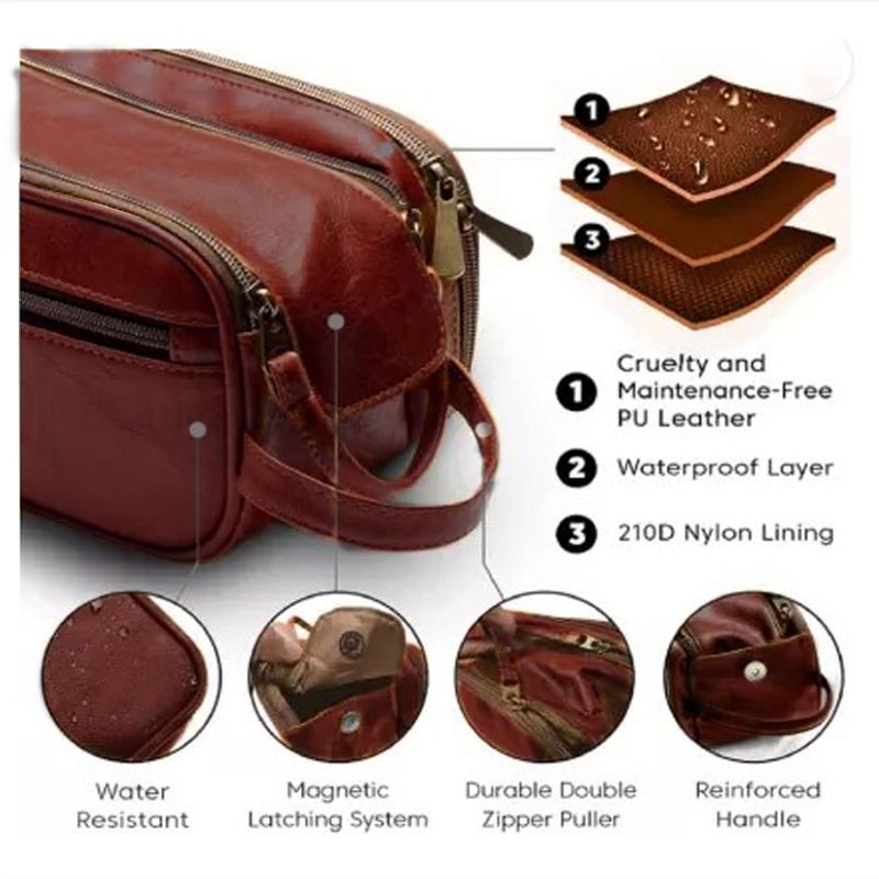 Handcuffs Toiletry Pouch for Men & Women – Waterproof Vegan Leather Pouch| Shaving Kit Bag & Grooming Travel Toiletry Bag | Toiletries Organiser - Image 2