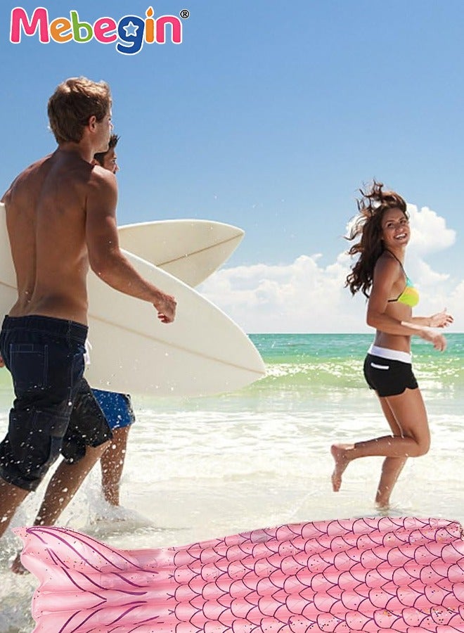 MEBEGIN 185*92cm Inflatable Pool Float, Giant Swimming Pool Floating, Mermaid Shape Inflatable Mat with Realistic Printing, Water Floating Raft, Creative Pool Lounger, Fun Pool Accessories, Made of High Quality PVC, Suitable for Any Summer Themed Party, Beach, Sea, Pool and Water Park - Image 2