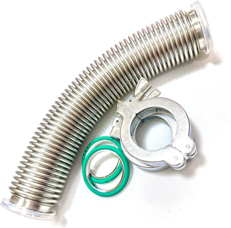 BROWNIAN MOTION TECHNOLOGY bmotiontech NW40 KF40 highly flexible corrugated hose Flex coupling with 2 pcs KF40 wing nut clamp, centering ring & FKM O-ring (0.3m KF40) - Image 3