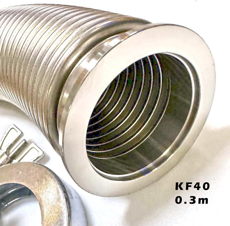 BROWNIAN MOTION TECHNOLOGY bmotiontech NW40 KF40 highly flexible corrugated hose Flex coupling with 2 pcs KF40 wing nut clamp, centering ring & FKM O-ring (0.3m KF40) - Image 4
