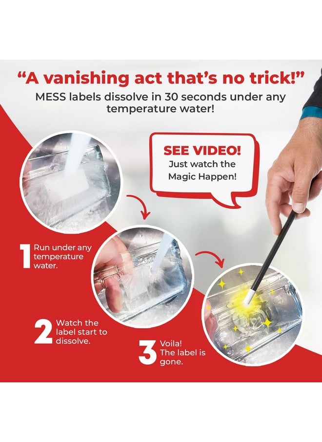 MESS - Dissolvable Labels For Food Containers (1X2 200) Dissolvable Food Labels For Food Storage Dissolves Like Magic With Absolutely No Clean Up Removable Kitchen Labels Freezer Labels - Image 1