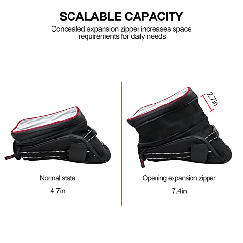 Sresk Motorcycle Tank Bag w/Strap Storage Bag Compatible with Honda Yamaha Suzuki Kawasaki Harley Water Resistant (Red Piping) - Image 3