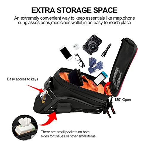 Sresk Motorcycle Tank Bag w/Strap Storage Bag Compatible with Honda Yamaha Suzuki Kawasaki Harley Water Resistant (Red Piping) - Image 5