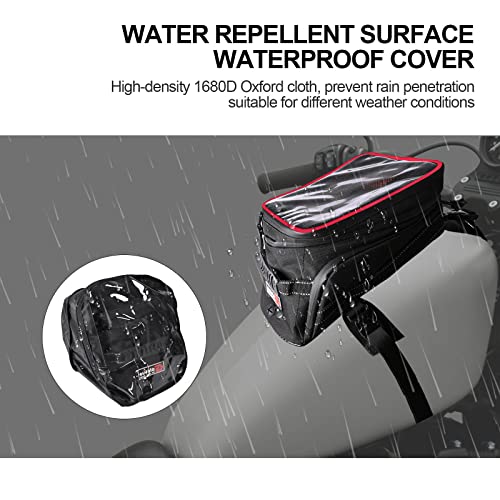 Sresk Motorcycle Tank Bag w/Strap Storage Bag Compatible with Honda Yamaha Suzuki Kawasaki Harley Water Resistant (Red Piping) - Image 4