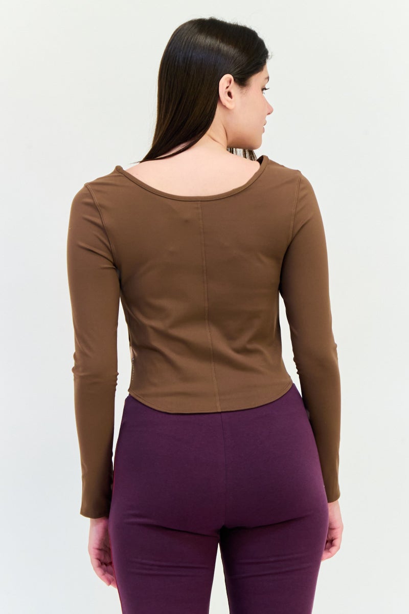 PUMA Women Sportswear Fit Long Sleeve Outdoor Top, Brown  - Image 3