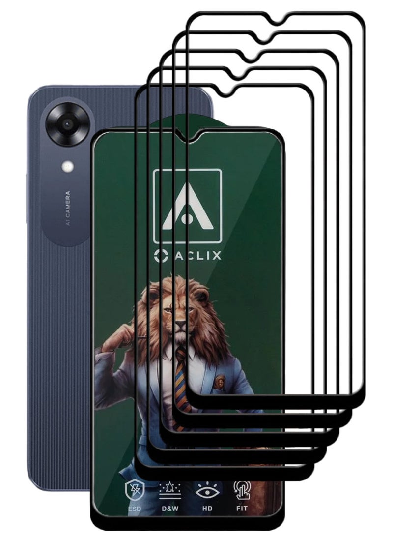ACLIX 5 Pieces Antistatic ESD Dustproof Premium Quality High Definition Tempered Glass Screen Protector Designed For Oppo A17k - Image 1