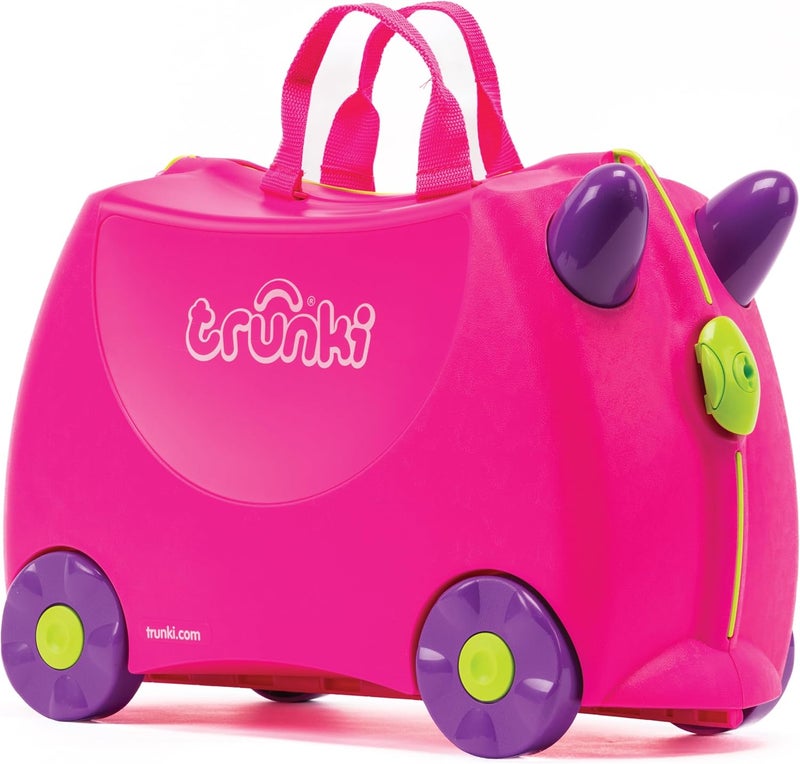 trunki Ride-On Kids Suitcase | Tow-Along Toddler Luggage | Carry-On Cute Bag with Wheels | Kids Luggage and Airplane Travel Essentials: Trixie Girl Pink - Image 1