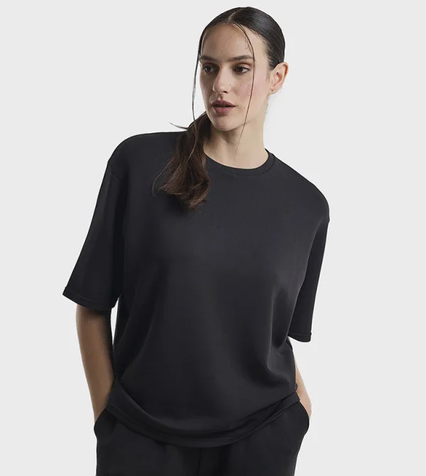 بي سي بي جي BCBG Modal Poly Round Neck T Shirt