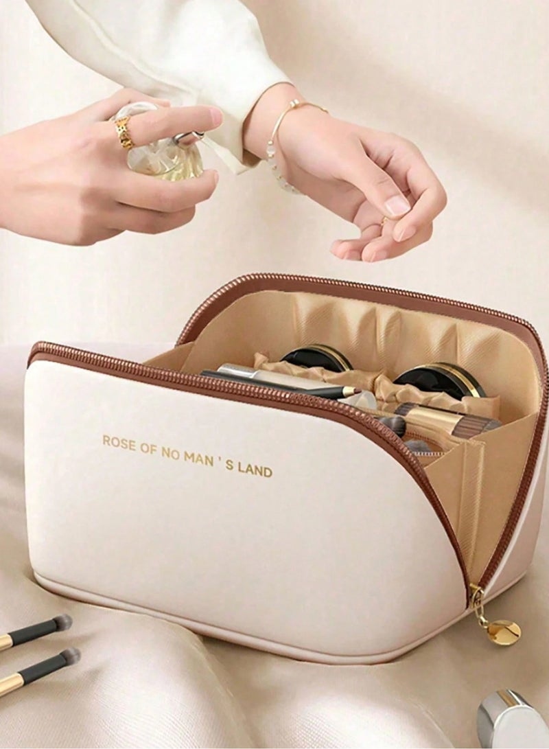 شي إن حقيبة مستحضرات تجميل مقاومة للماء – شنطة سعة كبيرة ذات طبقتين للتخزين والتنظيم ( قد يختلف اللون ) - Image 2