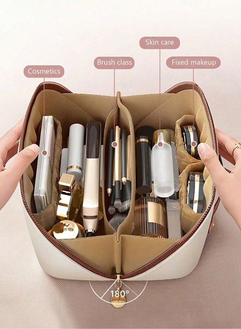 شي إن حقيبة مستحضرات تجميل مقاومة للماء – شنطة سعة كبيرة ذات طبقتين للتخزين والتنظيم ( قد يختلف اللون ) - Image 3