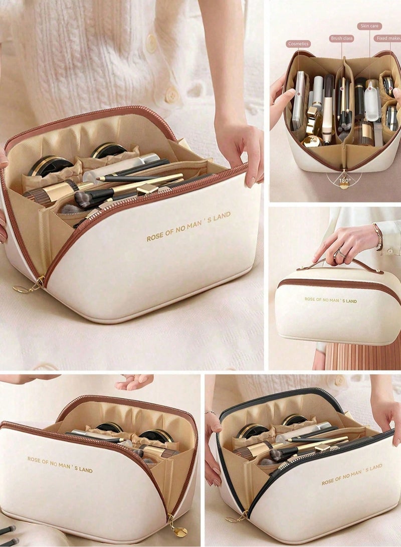 شي إن حقيبة مستحضرات تجميل مقاومة للماء – شنطة سعة كبيرة ذات طبقتين للتخزين والتنظيم ( قد يختلف اللون ) - Image 1