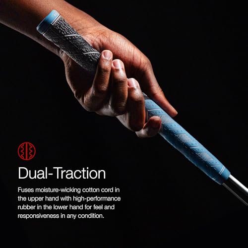 Golf Pride MCC Plus4 Golf Club Grip - All-Weather Hybrid Grip with Larger Lower Hand - Brushed Cotton Cord & Pebbled Texture - Standard - Blue - Image 4