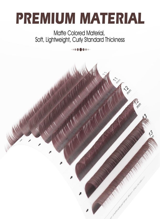 NATUHANA Colored Volume Eyelash Extensions 0.07mm D Curl 8-14mm Mixed & Single Length Tray Soft Individual Lashes, Professional Supplies for Lash Techs(Burgundy,0.07 D,8-14 MIX) - Image 3