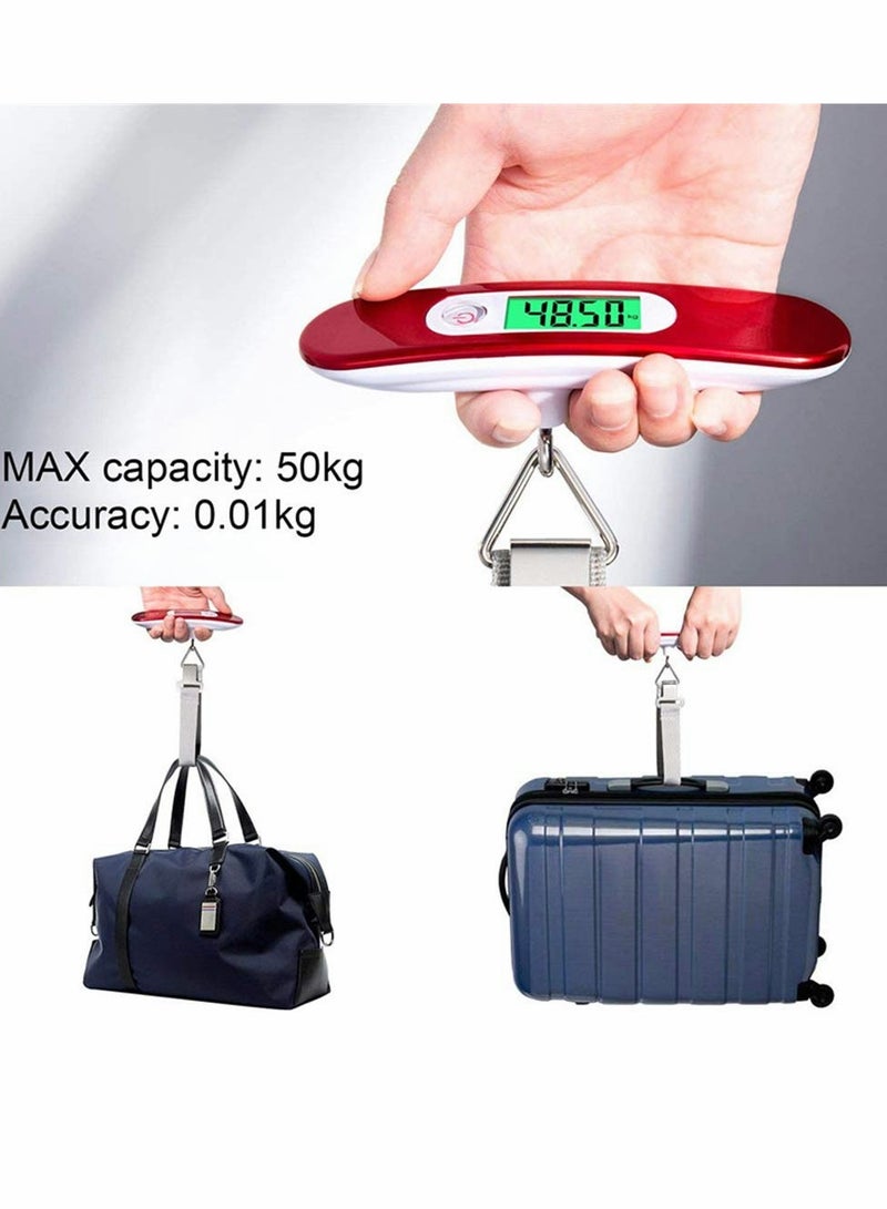 KASTWAVE Luggage Scale, Portable Digital Luggage Scale Travel Scale Suitcase Scales Weights Electronic Hanging Pocket Scale Weight Balance Data Hold Tare Function 110 lb/ 50KG Capacity Red  - Image 5