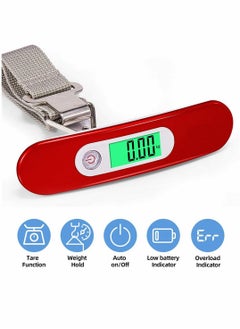KASTWAVE Luggage Scale, Portable Digital Luggage Scale Travel Scale Suitcase Scales Weights Electronic Hanging Pocket Scale Weight Balance Data Hold Tare Function 110 lb/ 50KG Capacity Red  - Image 2