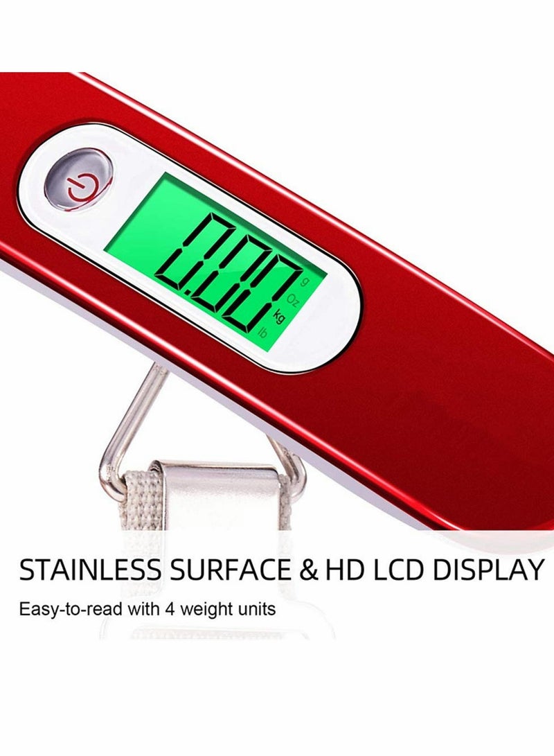 KASTWAVE Luggage Scale, Portable Digital Luggage Scale Travel Scale Suitcase Scales Weights Electronic Hanging Pocket Scale Weight Balance Data Hold Tare Function 110 lb/ 50KG Capacity Red  - Image 3