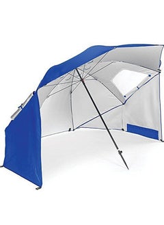 TOMSHOO Beach Umbrella Shelter with Carry Bag, Sun Rain Canopy Umbrella, All In One Fishing Bivvy Shelter, Brolly Umbrella With Sides UV Protection Suitable for Camping, Outdoor Barbecue, Beach, Garden（Blue）  - Image 2