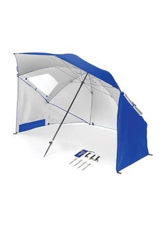 TOMSHOO Beach Umbrella Shelter with Carry Bag, Sun Rain Canopy Umbrella, All In One Fishing Bivvy Shelter, Brolly Umbrella With Sides UV Protection Suitable for Camping, Outdoor Barbecue, Beach, Garden（Blue）  - Image 1