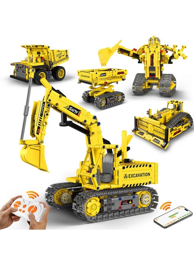 HBUDS Robot Building Kits, 5-in-1 Stem Toys for Boys Age 8-14, APP & Remote Control Excavator Kids Construction Toys, Programmable Erector Sets, Educational Robotic Kit Gifts for Girls Boys (555 PCS) - Image 1
