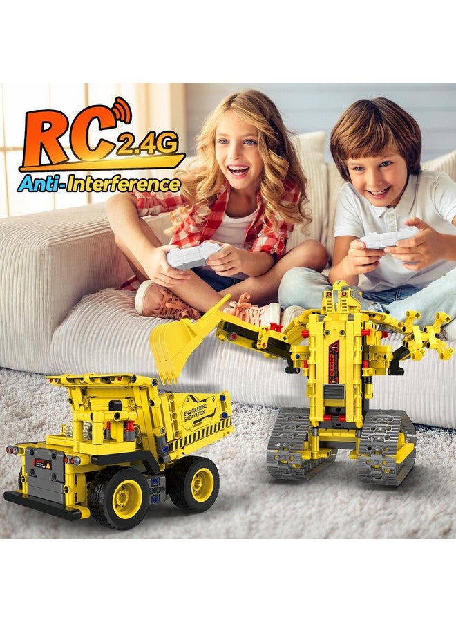 HBUDS Robot Building Kits, 5-in-1 Stem Toys for Boys Age 8-14, APP & Remote Control Excavator Kids Construction Toys, Programmable Erector Sets, Educational Robotic Kit Gifts for Girls Boys (555 PCS) - Image 2
