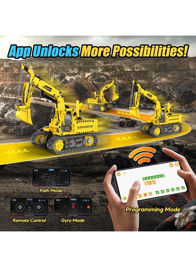 HBUDS Robot Building Kits, 5-in-1 Stem Toys for Boys Age 8-14, APP & Remote Control Excavator Kids Construction Toys, Programmable Erector Sets, Educational Robotic Kit Gifts for Girls Boys (555 PCS) - Image 3