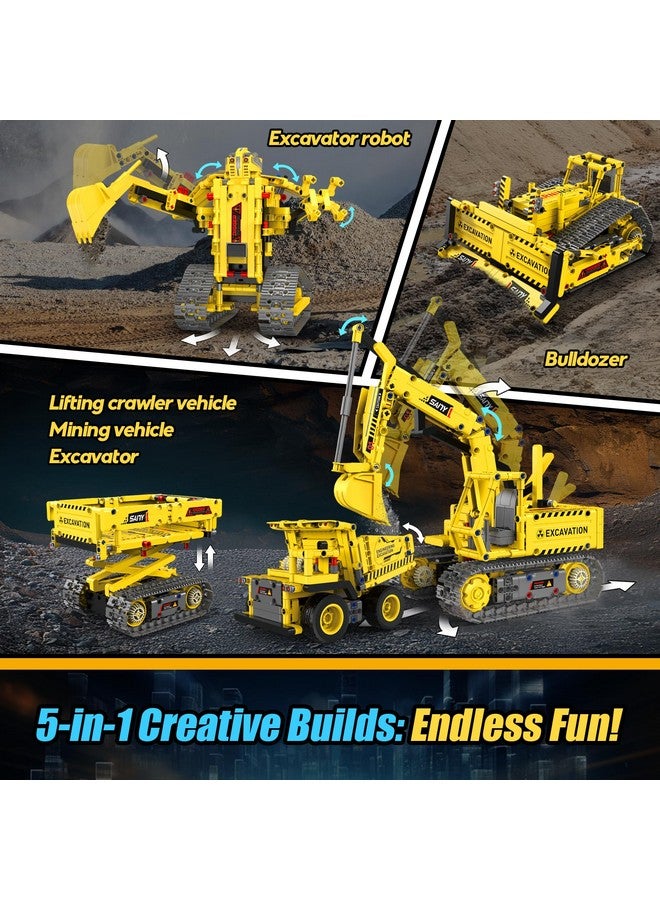 HBUDS Robot Building Kits, 5-in-1 Stem Toys for Boys Age 8-14, APP & Remote Control Excavator Kids Construction Toys, Programmable Erector Sets, Educational Robotic Kit Gifts for Girls Boys (555 PCS) - Image 5