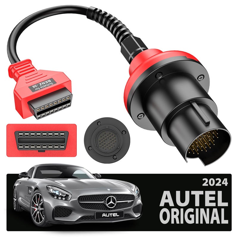 Autel Original BENZ38 PIN Adapter 38 Pin Male to 16 Pin Female OBDII Connector Compatible with MercedesBenz Pre2001 Work with Autel Scanner MK808S MK808BT PRO MK900 Elite II PRO Ultra etc