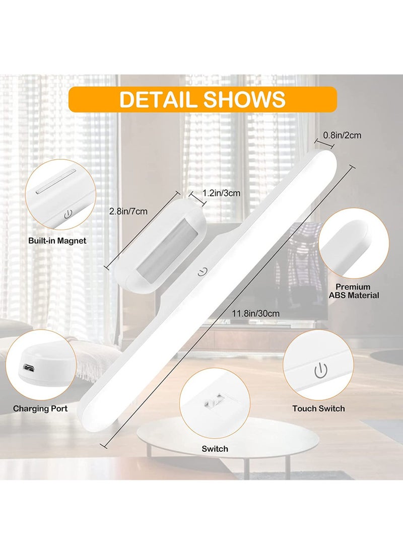 Under Cabinet Lights Rechargeable Battery Led Lights Ba Dimmable Led Light Bar With 3 Color Modes USb Rechargeable Wall Shelf Closet Mirror Bedside Kitchen Lighting