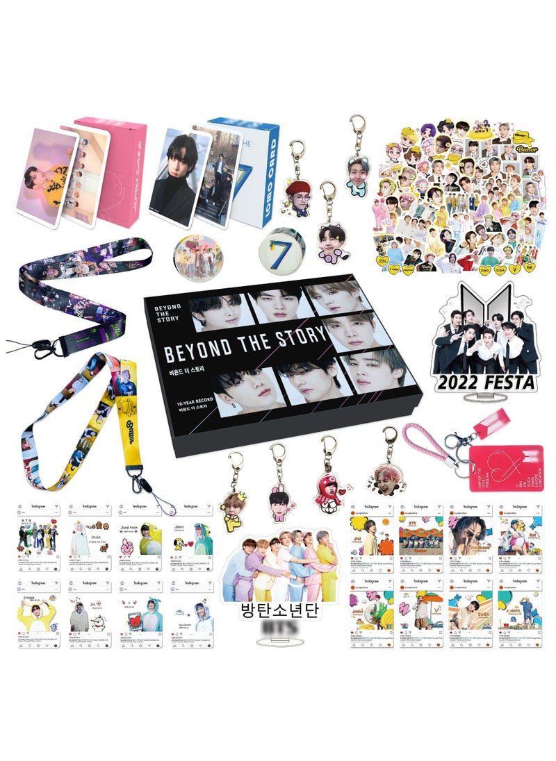 EHOME BTS Gift Box Set With Lomo Cards, Acrylic Stand, Hand Account Tape, Lanyard, Stickers, Photo Card  - Image 1