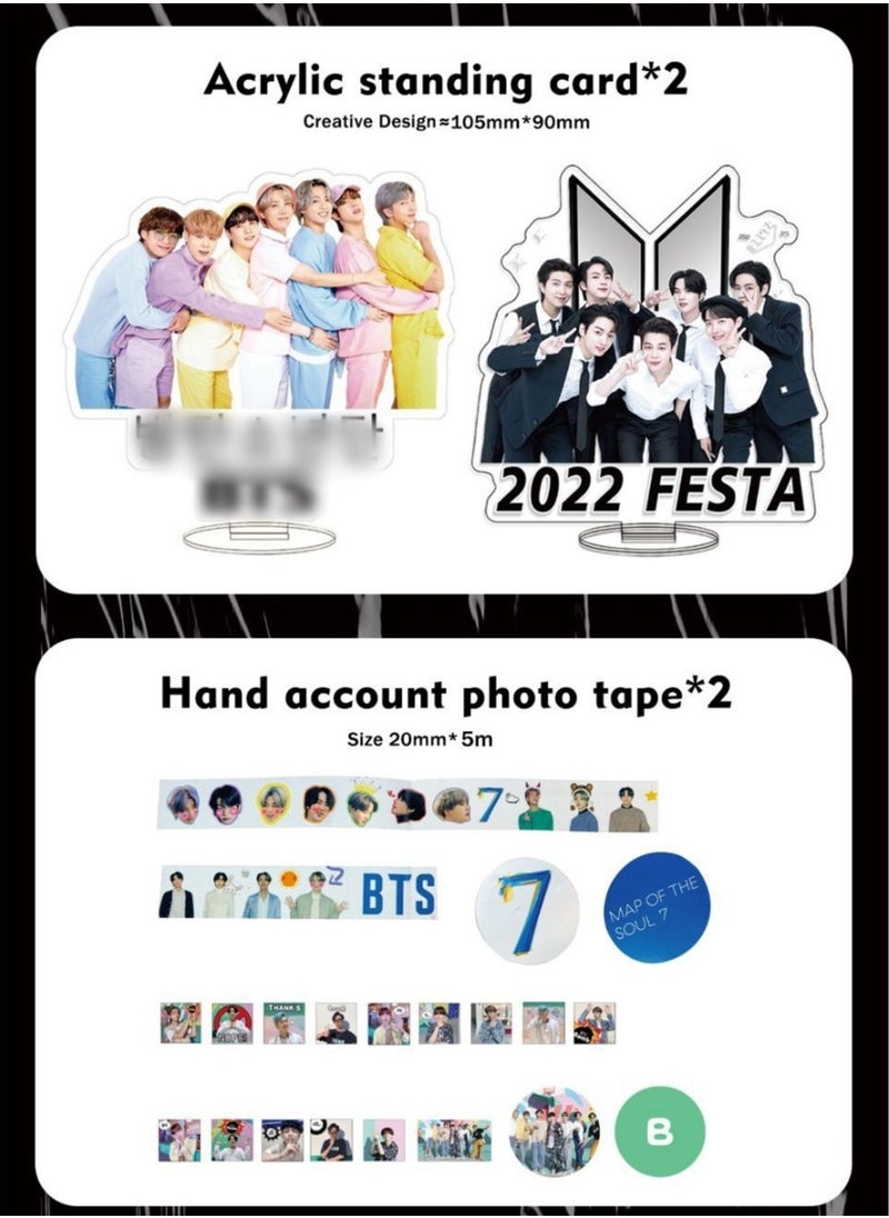 EHOME BTS Gift Box Set With Lomo Cards, Acrylic Stand, Hand Account Tape, Lanyard, Stickers, Photo Card  - Image 3