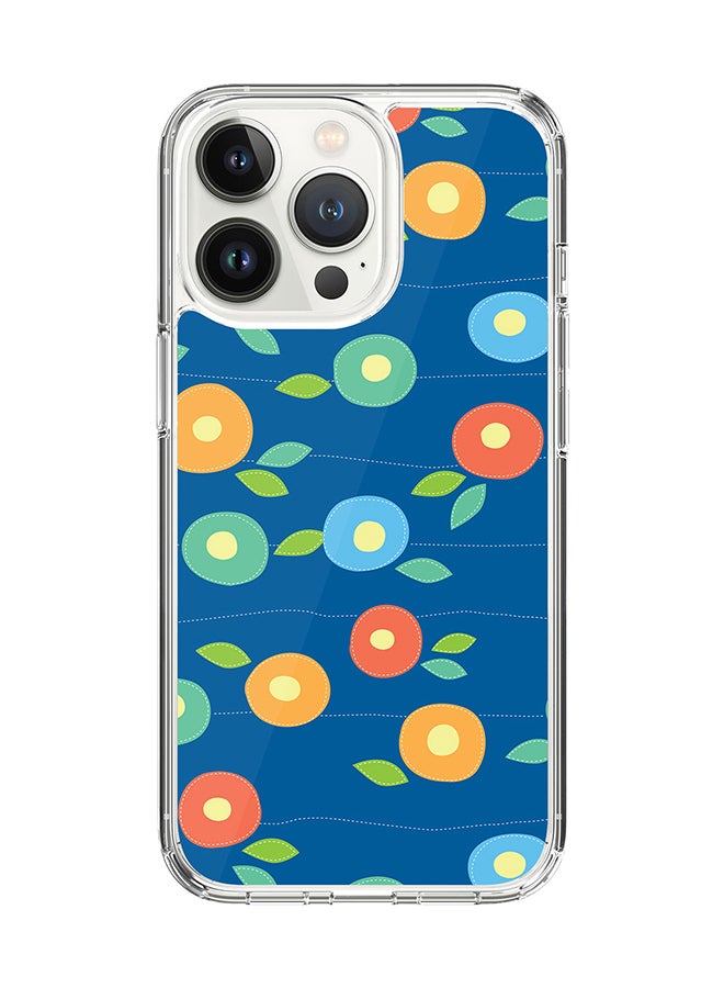 Classic Clear for Apple iPhone 14 Pro Case Hybrid Soft Cover Flexible Edges Anti Drop TPU PC Gel Thin Transparent Cover - Floral Bubbles Full Print