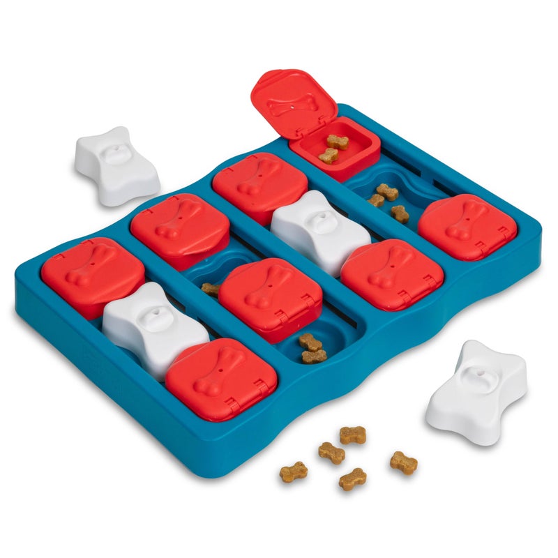 Outward Hound by Nina Ottosson Dog Brick Treat Puzzle Enrichment Toy, Level 2 Intermediate Game, Blue - Image 1