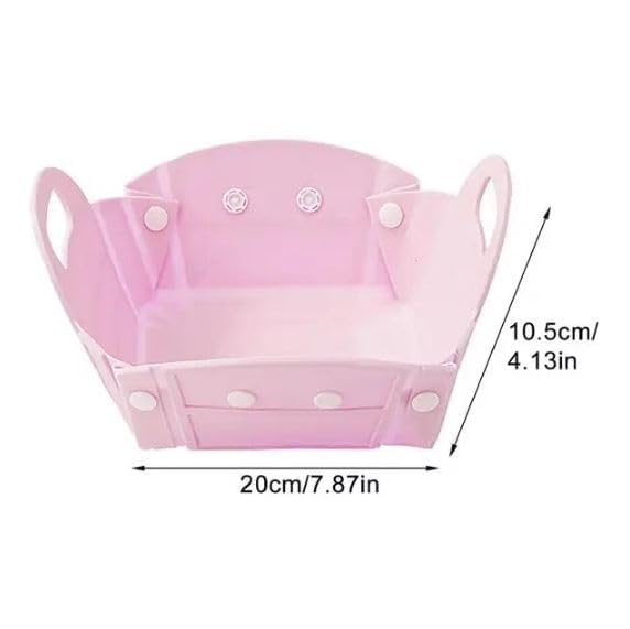 Cloyster Cloyster Foldable Silicone Basket with Handle Foldable Strainer Silicone Foldable Snack Plate for Home Outdoor Camper Kitchen Kitchen Accessories Washing Bowl for Vegetable Fruit PINK  - Image 2
