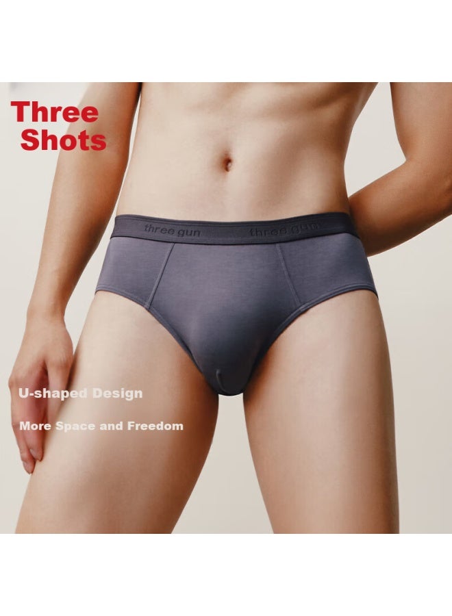 Threegun Modal Men's Underwear Father's Day 7a Antibacterial Breathable Elastic Triangle Boxer Briefs - Image 2