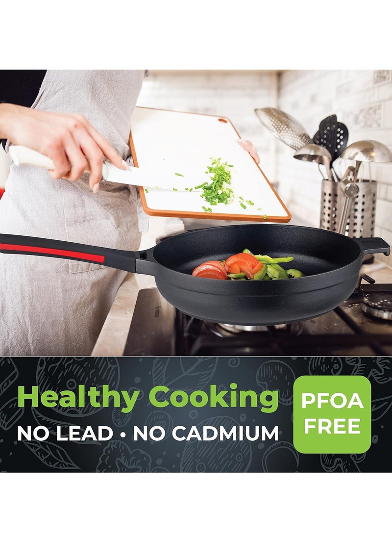 MULLER KITCHEN Deep Frypan with Glass Lid, 28 Cm 3.6L,Die-Cast Aluminum, Non-Stick Marble Coating, PFOA-Free, Suitable for Multiple Stoves  - Image 5