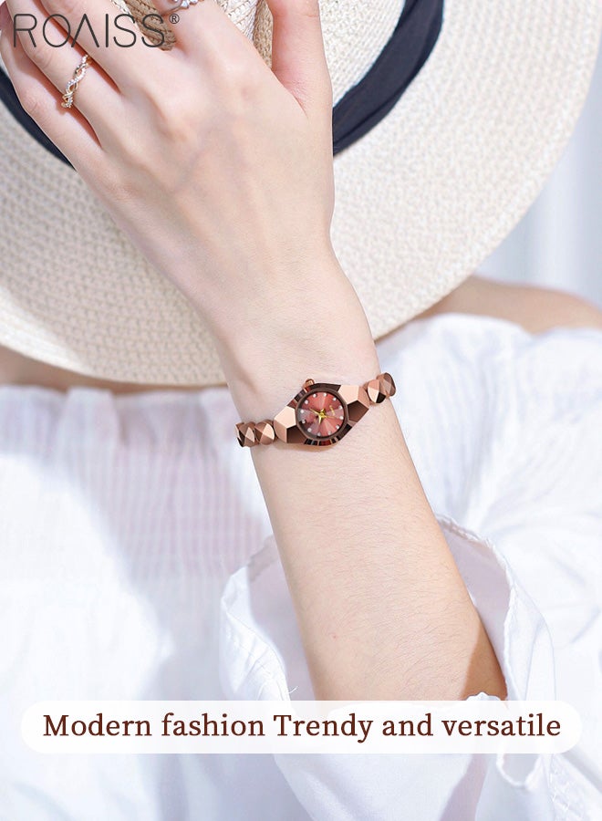 رويس ساعة كوارتز نسائية بحزام من الفولاذ التنجستن، شاشة عرض تناظرية، مينا دائرية مزينة بالألماس من الزركونيا، ساعة يد فاخرة رائعة مقاومة للماء كهدية للسيدات - Image 2