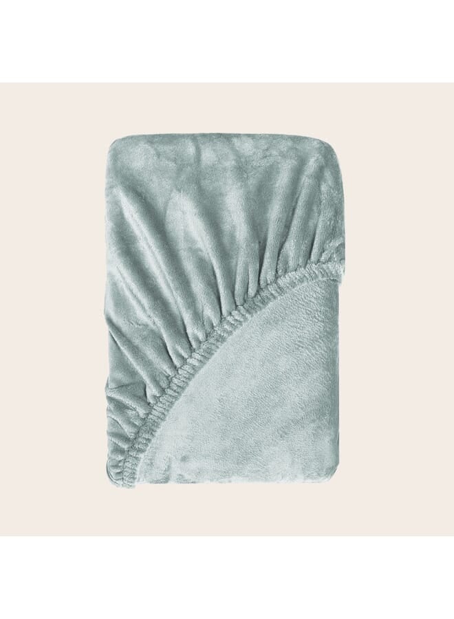 مورانو ملاءة مخملية ملائمة مفردة 120 × 200 × 25 سم - أزرق ثلجي - Image 2