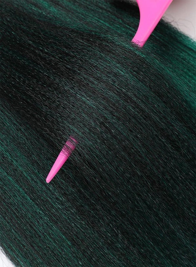 ShowCoco Pre-Stretched Braiding Hair Extensions Ombre Black to Green - 32 inch 8 Packs Synthetic Crochet Braids, Hot Water Setting Professional Soft Yaki Texture. (32inch,#1B/Green) - Image 4
