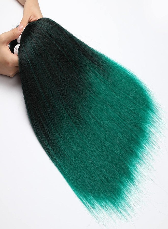 ShowCoco Pre-Stretched Braiding Hair Extensions Ombre Black to Green - 32 inch 8 Packs Synthetic Crochet Braids, Hot Water Setting Professional Soft Yaki Texture. (32inch,#1B/Green) - Image 5