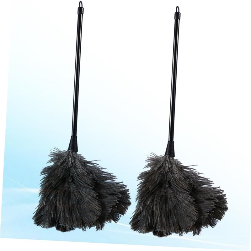 SHERCHPRY 2pcs Natural Ostrich Plastic Handle Dusting Brush for Cleaning Lint Remover Dust Removal Tool Long Handled Room Car - Image 5