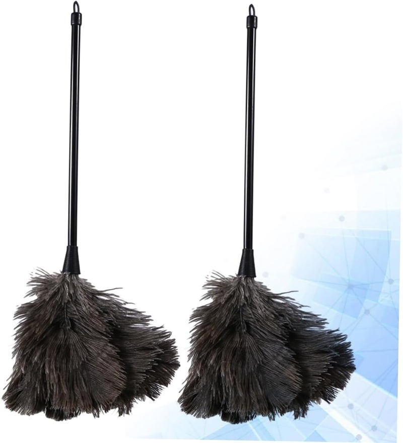 SHERCHPRY 2pcs Natural Ostrich Plastic Handle Dusting Brush for Cleaning Lint Remover Dust Removal Tool Long Handled Room Car - Image 3