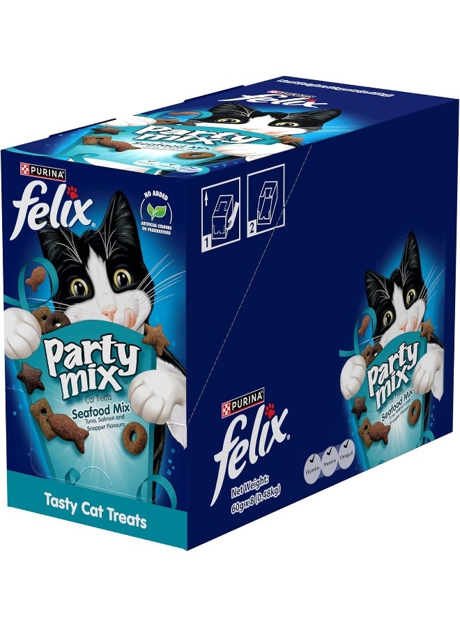 Felix Purina Party Mix Seafood Mix Cat Treats 60g, Pack of 8 - Image 3
