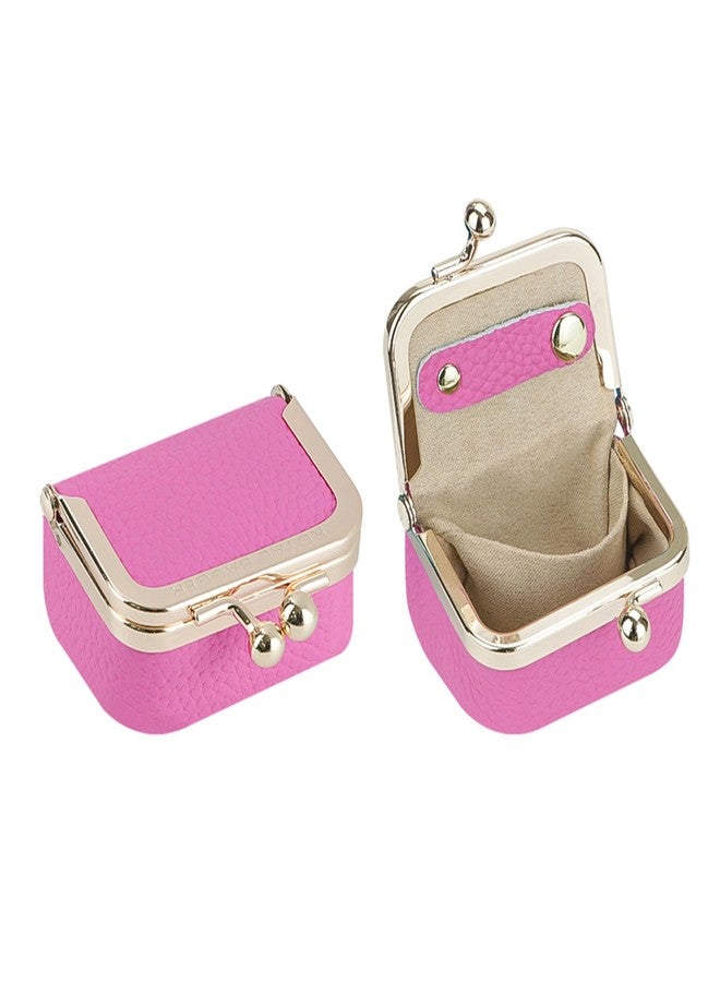 Royal Bagger Genuine Leather Mini Jewelry Women's Coin Purse Solid Color Kiss Lock Change Pouch Casual Style Small Storage Bag for Women 1894, Rose-1 - Image 1