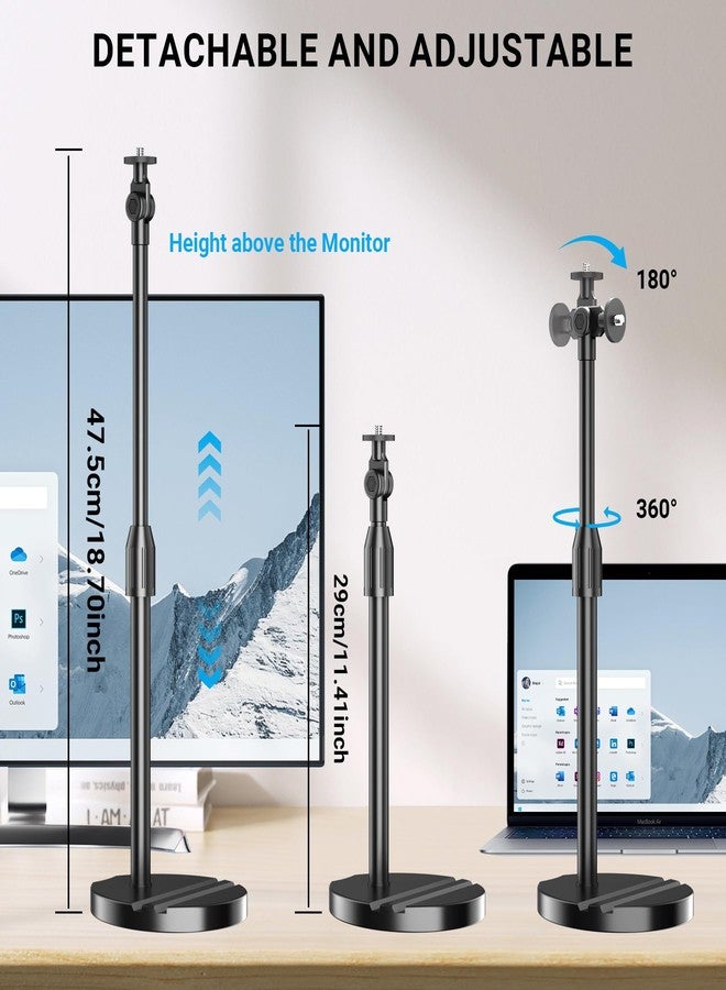 LenTok Telescopic Webcam Tripod Stand for Desk with Phone Holder, Desktop Webcam Mount Compatible with C922 C930e C920S C920 C615 C960 C920x Brio 4K, Table Phone Stand with 1/4'' Thread - Image 3