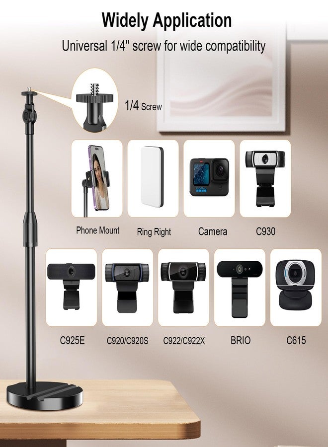 LenTok Telescopic Webcam Tripod Stand for Desk with Phone Holder, Desktop Webcam Mount Compatible with C922 C930e C920S C920 C615 C960 C920x Brio 4K, Table Phone Stand with 1/4'' Thread - Image 2